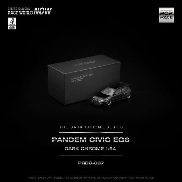 [ Pre-order ] PRDC007 POP RACE 1:64 Pandem Civic EG6 Dark Chrome