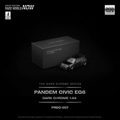 [ Pre-order ] PRDC007 POP RACE 1:64 Pandem Civic EG6 Dark Chrome