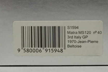 1:43 Spark S1594 Matra MS120 Italian GP 3rd 1970 #40 J.P. Beltoise