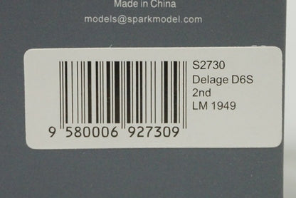 1:43 Spark S2730 Delage D6S Le Mans 2nd 1949 #15 H. Leveaux / J. Hubert
