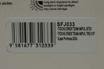 1:43 Spark SFJ033 Itochu Enex Team Impul SF23 TRD 01F Super Formula 2024 #19 T. Pourchaire