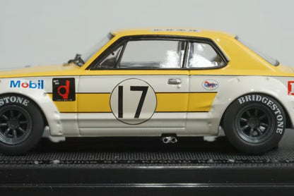 1:43 EBBRO 44140 Nissan Skyline GT-R KPGC10 Racing Fuji 1972 #17 Yellow White model car