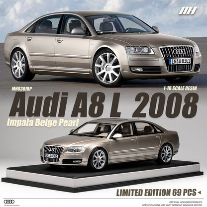 [ Pre-order ] MH030IBP MOTORHERIX 1:18 Audi A8 L W12 2008 Impala Beige Pearl
