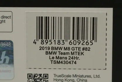 1:43 TSM Models TSM430474 Spark Custom BMW M8 GTE MTEK Le Mans 24H 2019 #82