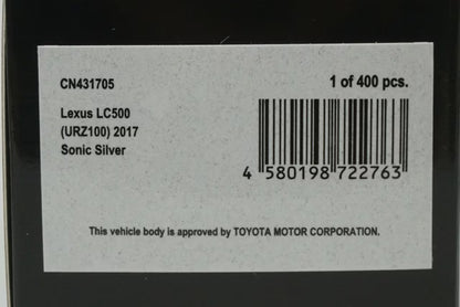 1:43 CAR-NEL CN431705 Lexus LC500 (URZ100) 2017 Sonic Silver
