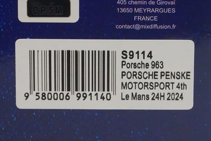 1:43 Spark S9114 Porsche 963 Penske Motorsports Le Mans 24H 4th 2024 #6