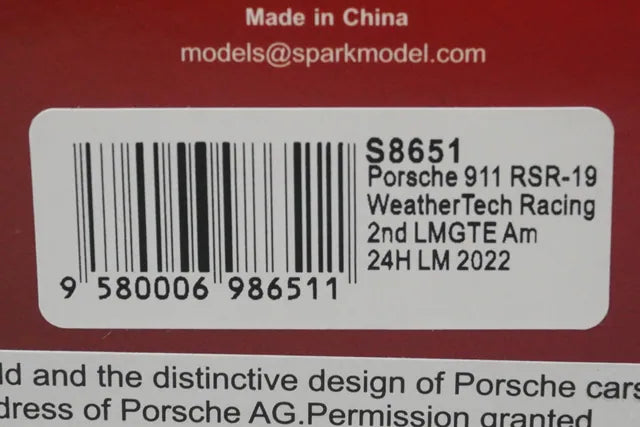 1:43 Spark S8651 Porsche 911 RSR 19 WeatherTech Racing LMGTE Am Le Mans 24H 2nd 2022 #79