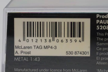 1:43 MINICHAMPS 530874301 McLaren Tag MP4-3 1987 #1 A. Prost