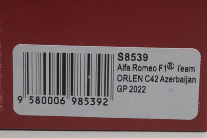 1:43 Spark S8539 Alfa Romeo F1 Team ORLEN C42 Azerbaijan GP 2022 #77 V. Bottas