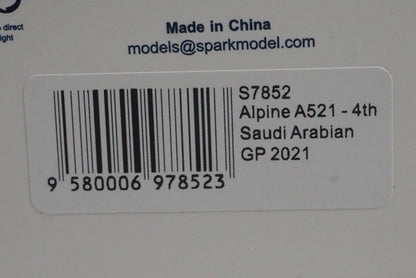 1:43 Spark S7852 Alpine A521 Saudi Arabian GP 4th 2021 #31 E. Ocon