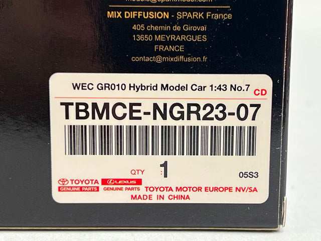 1:43 Spark TBMCE-NGR23-07 TGR Custom Toyota Gazoo Racing GR010 Hybrid Race Car #7