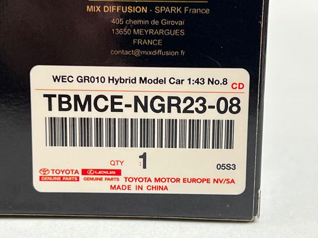 1:43 Spark TBMCE-NGR23-08 TGR Custom Toyota Gazoo Racing GR010 Hybrid Race Car #8