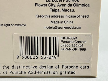 1:43 Spark SKB43024 Kidbox Custom Porsche Carrera 6 (906-120) Japanese GP 1966 #6 Shintaro Taki