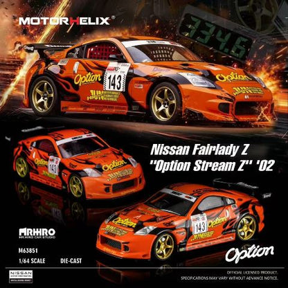 [ Pre-order ] M63851 MOTORHELIX 1:64 Nissan Fairlady Z (Z33) Option Stream Z #143 Daijiro Inada Orange
