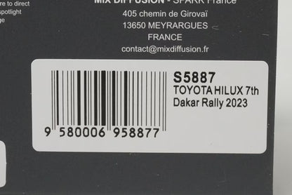 1:43 Spark S5887 Toyota Hilux Dakar Rally 7th 2023 #220