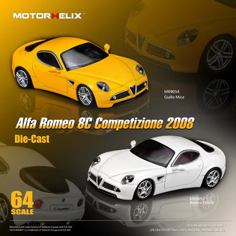 [ Pre-order ] M69052 MOTORHELIX 1:64 Alfa Romeo 8C Competizione 2008 Bianco Polare White