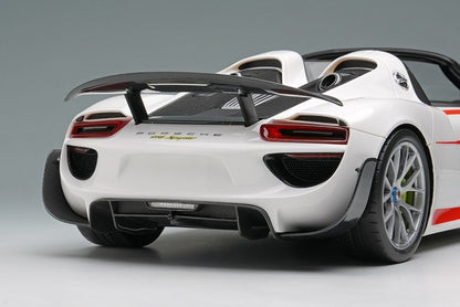 [ Pre-order ] EML206A Make Up EIDOLON 1:18 Porsche 918 Spyder Weissach Package 2011 Wing Up White/Red Salzburg Stripe #3