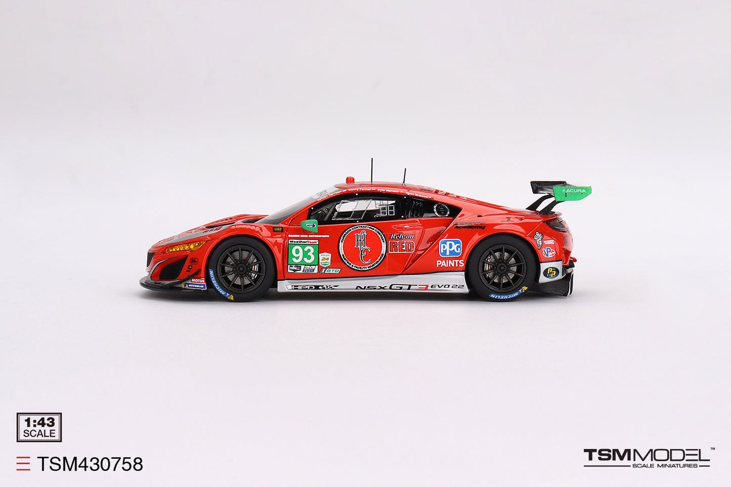 [ Back-order ] TSM TSM430758 1:43 Acura NSX GT3 EVO22 IMSA Daytona 2023 #93 Racers Edge Motorsports WTR model car