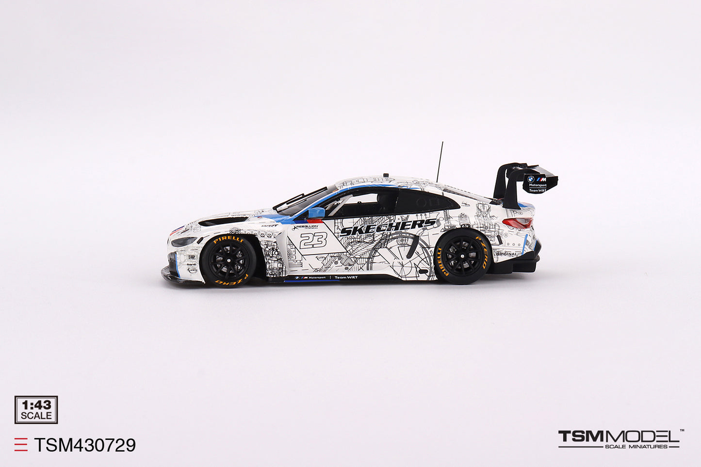 [ Back-order ] TSM TSM430729 1:43 BMW M4 GT3 Test Livery 2022 #23 BMW M Team WRT model car