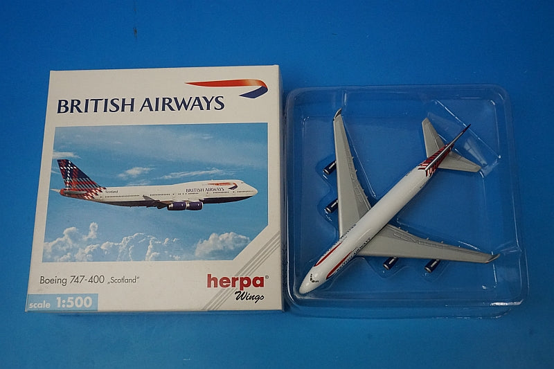 1:500 B747-400 British Airways Scotland 502603 Herpa airplane model