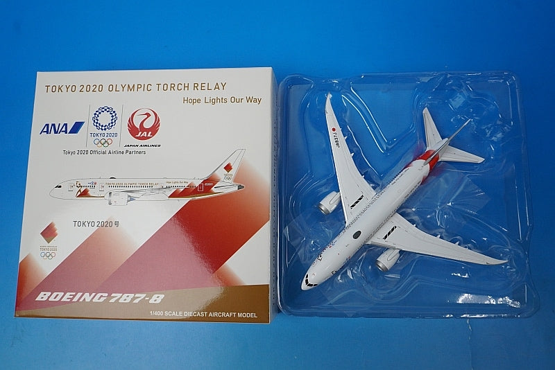 1:400 B787-8 Tokyo Olympic torch transport aircraft FLAP UP JA837J JC Wings airplane model
