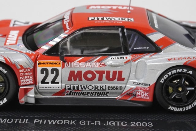 1:43 EBBRO P413 MOTUL Pitwork Skyline GT-R JGTC 2003 #22 Red/Silver model car