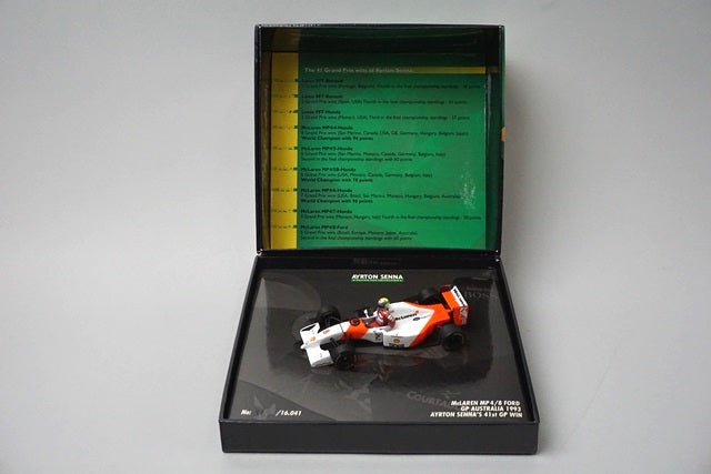 1:43 MINICHAMPS 540414341 McLaren MP4/8 Ford 1993 #8 AYRTON SENNA Celebration Gift Box