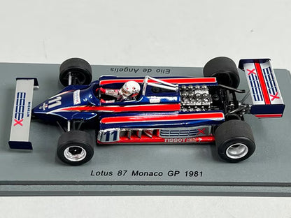 1:43 Spark S5350 Lotus 87 Monaco GP 1981 #11 E. de Angelis model car