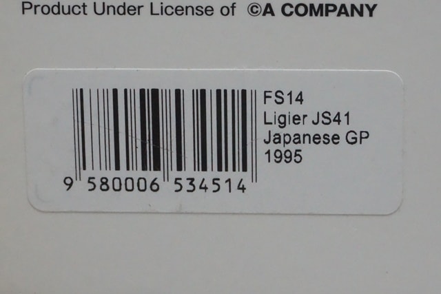 1:43 SPARK FS14 Ligier JS41 Last Run Japan GP 1995 #25 Aguri Suzuki Racing on