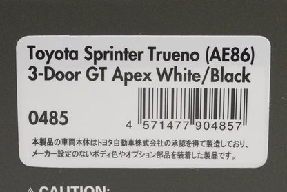 1:43 ignition model IG0485 Toyota Sprinter Trueno (AE86) 3-Door GT Apex Black/White