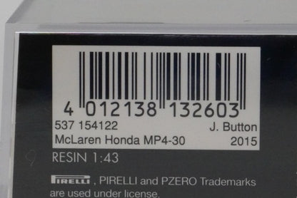 1:43 MINICHAMPS 537154122 McLaren Honda MP4-30 2015 #22 model car