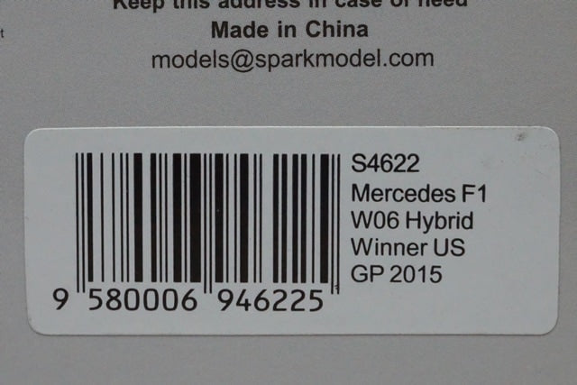 1:43 SPARK S4622 Mercedes F1 W06 Hybrid American GP Winner 2015 #44 L.Hamilton