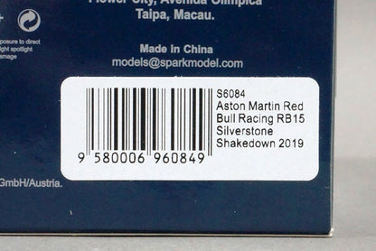 1:43 SPARK S6084 Aston Martin Red Bull Racing F1 Team Test Car Silverstone Circuit 2019 TAG Heuer RB15