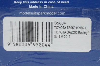 1:43 SPARK S5804 Toyota TS050 Hybrid #8 LM 2017 TOYOTA GAZOO Racing model car