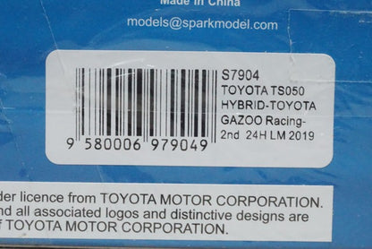 1:43 SPARK S7904 Toyota TS050 Hybrid #7 TOYOTA GAZOO Racing 2nd 24H Le Mans 2019