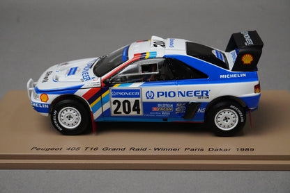 1:43 SPARK S5616 Peugeot 405 T16 Grand Raid Dakar Paris Winner 1989 #204 model car