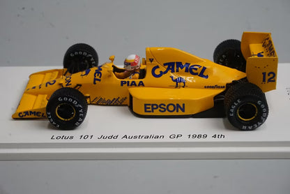 1:43 SPARK ROMU013 Lotus 101 Judd Australia GP 4th Satoru Nakajima 1989 #12 CAMEL