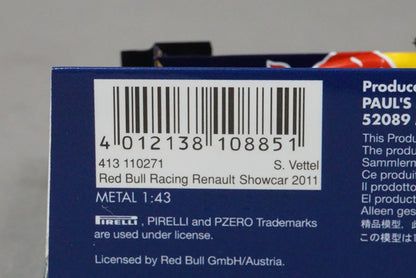 1:43 MINICHAMPS 413110271 Red Bull Racing Renault Show Car 2011 S.Vettel #1