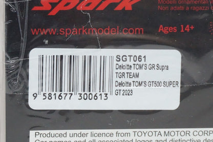 1:43 SPARK SGT061 Deloitte TOM'S GR Supra GT500 Super GT 2023 #37