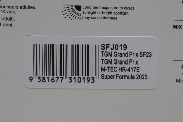 1:43 SPARK SFJ019 Honda TGM GP SF23 M-TEC HR-417E Super Formula 2023 #53