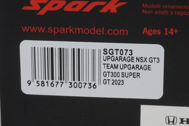 1:43 SPARK SGT073 Upgarage NSX GT3 GT300 Super GT 2023 #18