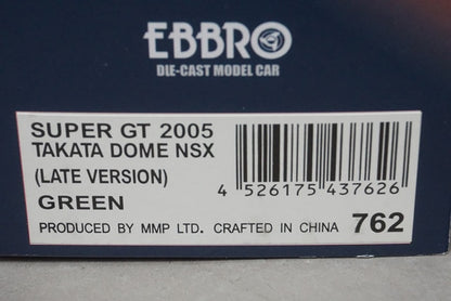 1:43 EBBRO 43762 Honda Takata Dome NSX Super GT 2005 Late Model #18 Green