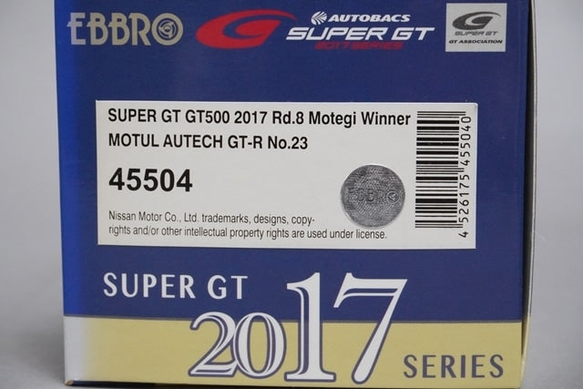 1:43 EBBRO 45504 Nissan MOTUL AUTECH GT-R Super GT500 Motegi Winner 2017 #23