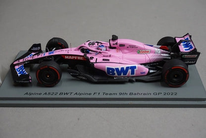 1:43 SPARK S8522 Alpine A522 BWT F1 Team Bahrain GP 2022 #14 Fernando Alonso model car