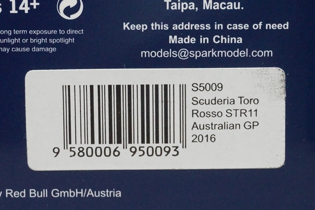 1:43 SPARK S5009 Scuderia Toro Rosso STR11 Australian GP 2016 #33 Max Verstappen