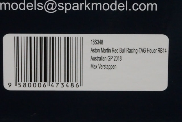 1:18 SPARK 18S348 Aston Martin Red Bull Racing TAG Heuer RB14 Australia GP 2018 #33