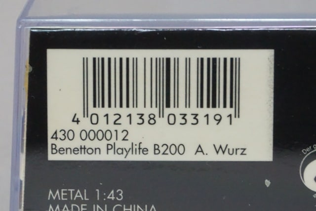 1:43 MINICHAMPS 430000012 Benetton Playlife B200 #12 A.Waltz model car