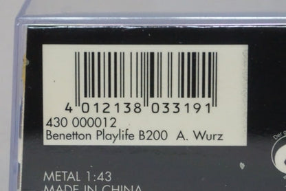 1:43 MINICHAMPS 430000012 Benetton Playlife B200 #12 A.Waltz model car