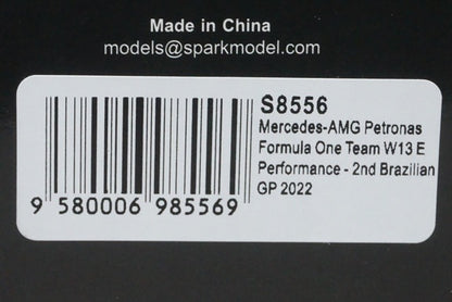 1:43 SPARK S8556 Mercedes-AMG Petronas F1 Team W13 E-Performance Brazilian GP 2nd 2022 #44 L. Hamilton model car