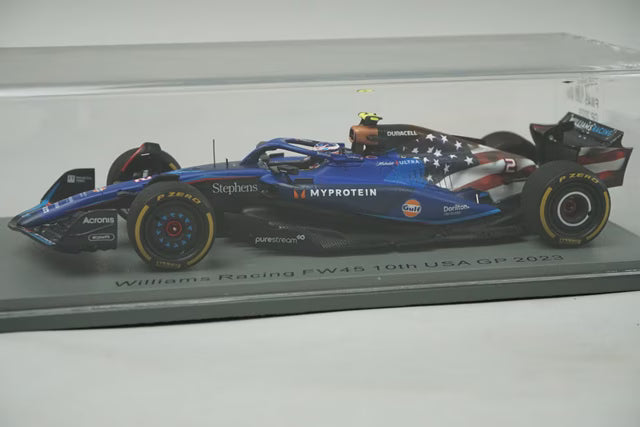 1:43 Spark S8918 Williams Racing FW45 United States GP 10th 2023 #2 L. Sargent